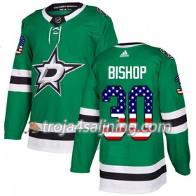 Dallas Stars tröja Ben Bishop 30 Adidas 2017-2018 Kelly Grön USA Flag Fashion Authentic - NHL Tröjor Herr